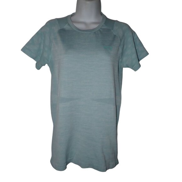 KARI TRAA Women Medium Mint Green Short Sleeve Stretch Active Wear Shirt Workout - Picture 1 of 5